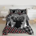 thumbnail image 2 of Feelyou Rustic Wildlife Deer Queen Comforter Set, Red Grey Checkered Buffalo Bedding Sets, Vintage Western Farmhouse Reversible Bedding Comforter Set, Luxury Bedroom Decor, 3-Piece, 2 of 8