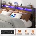 thumbnail image 4 of iSunirm King Size Bed Frame with Charging Station and Led Lights, Storage Headboard, No Box Spring Needed, Noise-Free, Rusty Brown, 4 of 8