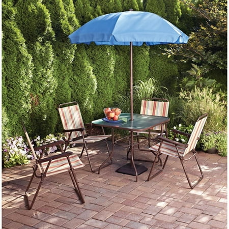 Mainstays Glenmeadow 6 Piece Folding Patio Dining Set With Mainstays Searcy 6 Padded Folding Patio Dining Set