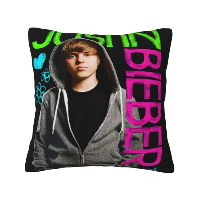 Fundas de almohada de terciopelo de Justin Bieber, fundas de almohada decorativas suaves y acogedoras con cremallera oculta para dormitorio, sofá, sillón, funda de almohada de terciopelo