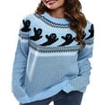 thumbnail image 2 of Femmes Halloween Pull Décontracté Tricoté Fantôme Col Rond Manches Longues Raglan Pull pour les Femmes, 2 of 4