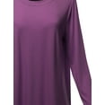 thumbnail image 4 of A2Y Women's Premium Solid Long Sleeve Round Hem Crew Neck Top Shirt Dark Plum 2XL, 4 of 7