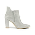 thumbnail image 3 of BLISSFUL STEP Women's Pointed Toe Cutout Block Heels Glitter Ankle Booties, 3 of 7