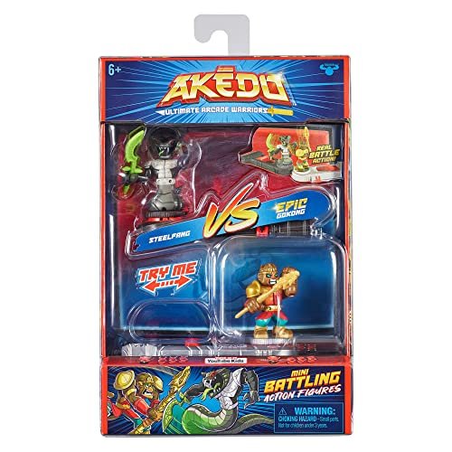 Akedo - Ultimate Arcade Warriors Versus Pack Mini Figuras de Acción de Lucha - Listo, Pele