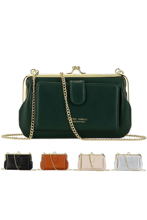 Women PU Leather Crossbody Clutch Purse Evening Bag Clasp Handbag Small Shoulder Bag Wallet with Chain Strap for Daily Wedding Party "Green"