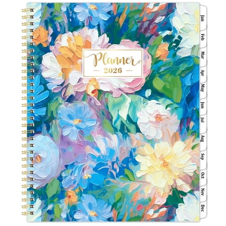 Planner 2026, 12 month weekly and monthly planner, Jan to Dec 2026 organizer, 8.5 x 11 size, thick paper, back pocket, floral green