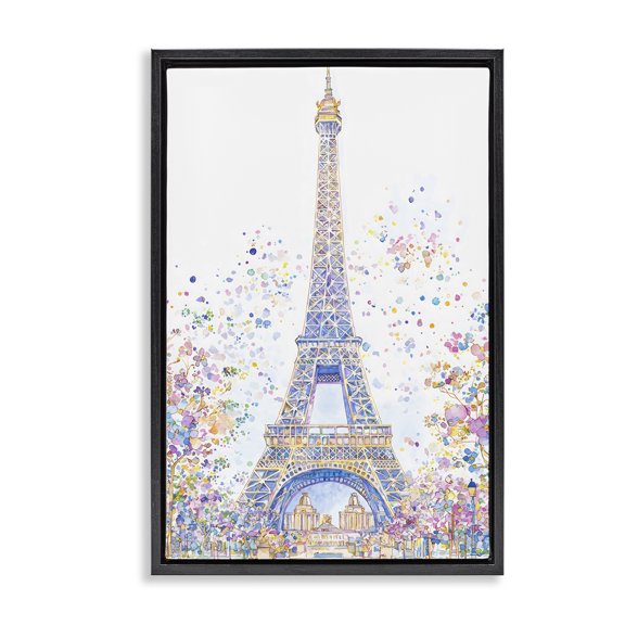 Stupell Industries Contemporary Colorful Eiffel Tower Black Floating Frame Canvas Art, 17 x 25, by Creative Studio