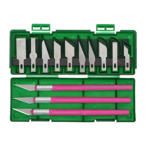 Uxcell 1set Art Craft Knife Kit 3 Packs Hobby Knife & 10 Packs Spare Blades with Plastic Box Red