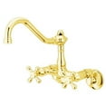 thumbnail image 1 of Kingston Brass KS3222AX 4 Inch -8 Inch Adjustable Center Wall Mount Kitchen Faucet - Polished Brass, 1 of 3