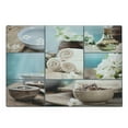 thumbnail image 1 of Spa Cutting Board, Far East Close to Your Heart Massage Theme Collage Oils Candles Flowers Print, Decorative Tempered Glass Cutting and Serving Board, Large Size, Blue and White, by Ambesonne, 1 of 1