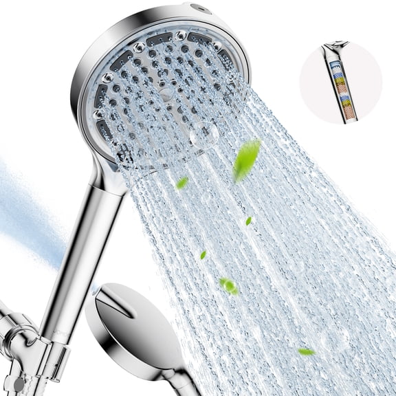 JOMOO Handheld Shower Head, 6 Setting High Pressure Filtered Showehead with Handheld, 6 inch Water Softener Filters Beads for Hard Water Shower Head with Extra Long 71" Stainless Steel Hose (Chrome)