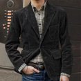 thumbnail image 3 of Flap Pockets Single Breasted Men Jacket Corduroy Lapel Suit Jacket, 3 of 5