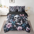thumbnail image 2 of Manfei Romantic Gothic Skull Twin Bedding Sets 7-Piece for Couple, Vintage Butterfly Floral Bedding Comforter Set, Happy Valentine's Day Reversible Sheet Sets, Microfiber Bedroom Decor, 2 of 7