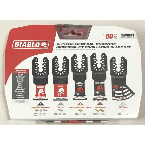 Diablo DOU5S 5 pc Universal Fit General Purpose Oscillating Blade Set (5-Piece)