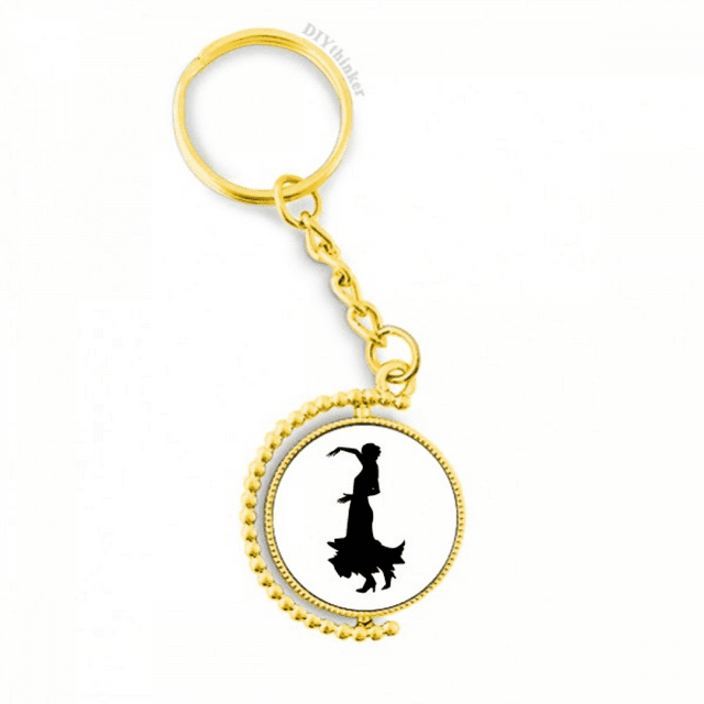 Rendimiento Folk Dance Dancer Anillo de oro de metal llavero llavero