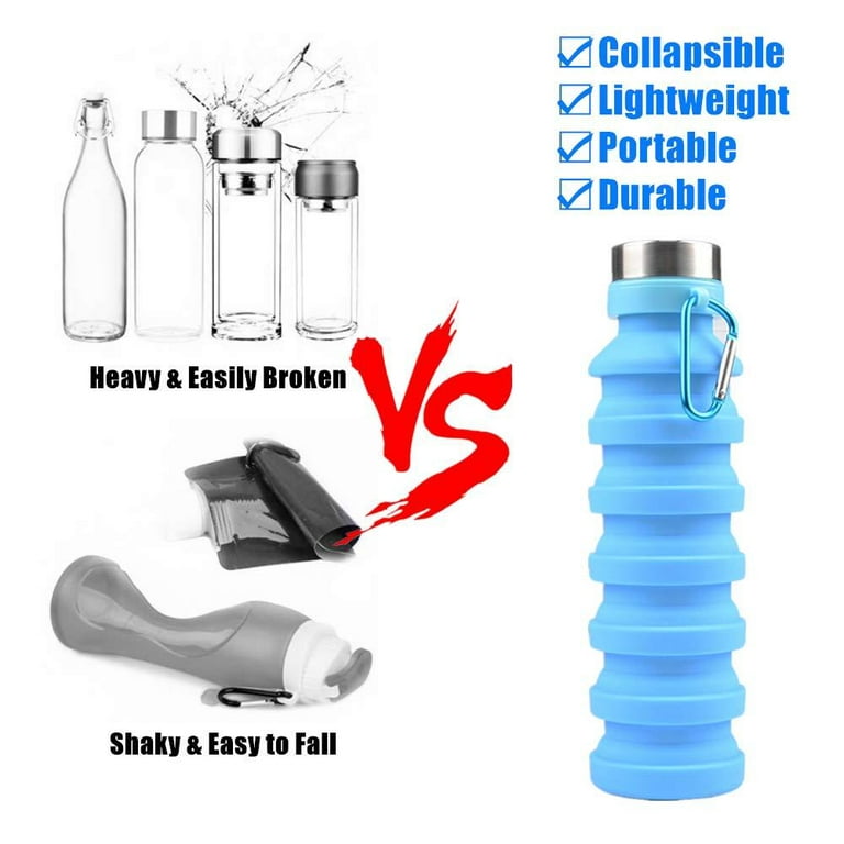 qbottle Insulated Water Bottles with Carabiner Lid – Stainless Steel Water Bottle – Leak Proof Metal Water Bottle – No Sweat – Wide Mouth – Denim
