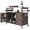Dark Brown (NO bar stools), variant on Outdoor Kitchen Island, Rolling Bar Cart & Storage Cabinet, Farmhouse Solid Wood Outdoor Grill Table with Stainless Steel Top, Spice Rack , Towel Rack for Kitchen & BBQ , Grey Blue