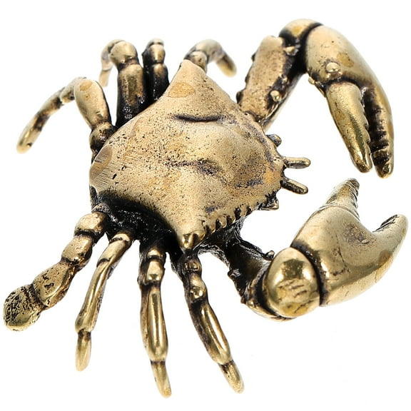 Guichaokj Brass Crab Home Decor Ornament Desktop Retro Exquisite Adornment Tabletop Sculpture