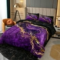 thumbnail image 5 of Move Over 4 Pieces Purple Gold Marble Comforter Set King Size Black Gold Marble Bedding Set with for Bedroom Bedding, 5 of 8