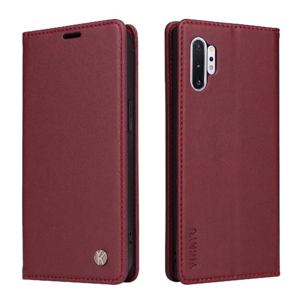 Funda para Samsung Galaxy Note 10 Plus Estuche de Cuero PU Tipo Cartera con Ranuras para Tarjetas y Cierre Magnético