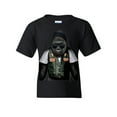 thumbnail image 1 of Tee Hunt Biker Ape Youth T-Shirt Gorilla Motorcycle Route 66 Chopper Bobber Kids Tee, Black, Large, 1 of 5