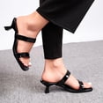 thumbnail image 5 of Gpaecead Women Double Strap High Heel Mules Solid Color Backless Cushioned Spring Summer Commute Elegant Shoes,B-Black, 5 of 8
