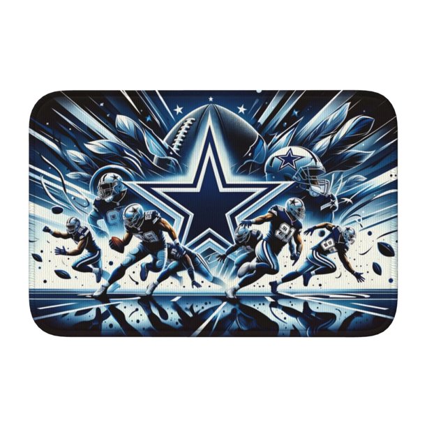 Felpudo multiusos con dobladillo de Cowboys para uso en interiores y exteriores. Reciba a sus invitados con una alfombra para el hogar, el dormitorio, el baño, la cocina y la decoración del piso.