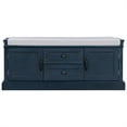 thumbnail image 2 of Storage Ottoman with 2 Drawers and 2 Cabinets, Storage Bench with with Removable Upholstered Cushion for Living Room, Bedroom and Entryway, Antique Navy, 2 of 7