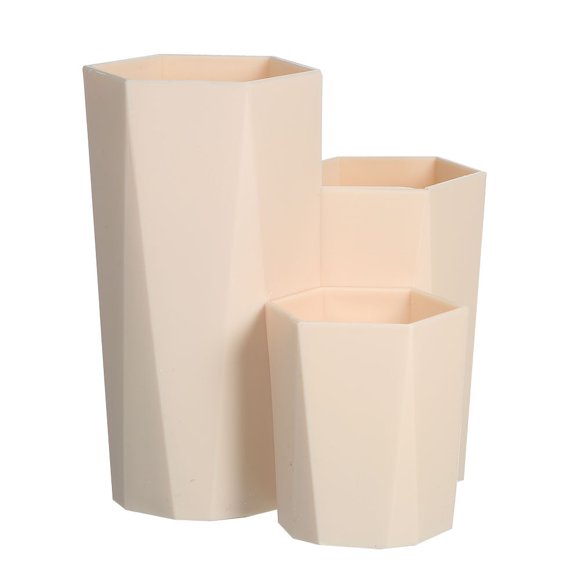 Yeacher Makeup Brush Holder with Hexagonal Prism 3 Tube Storage Holder Brushes Pen Pencil Ruler Hexagon Storage Box Container for Home Bedroom Bathroom Office Table Desk