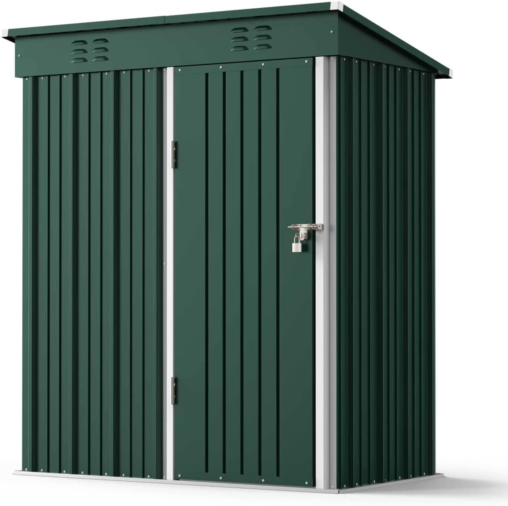 Lofka 5'x 3'Outdoor Storage Shed, Metal Outdoor Storage Cabinet with Single Lockable Door, Waterproof Tool Shed, Backyard Shed for Garden, Patio and Lawn,Grey