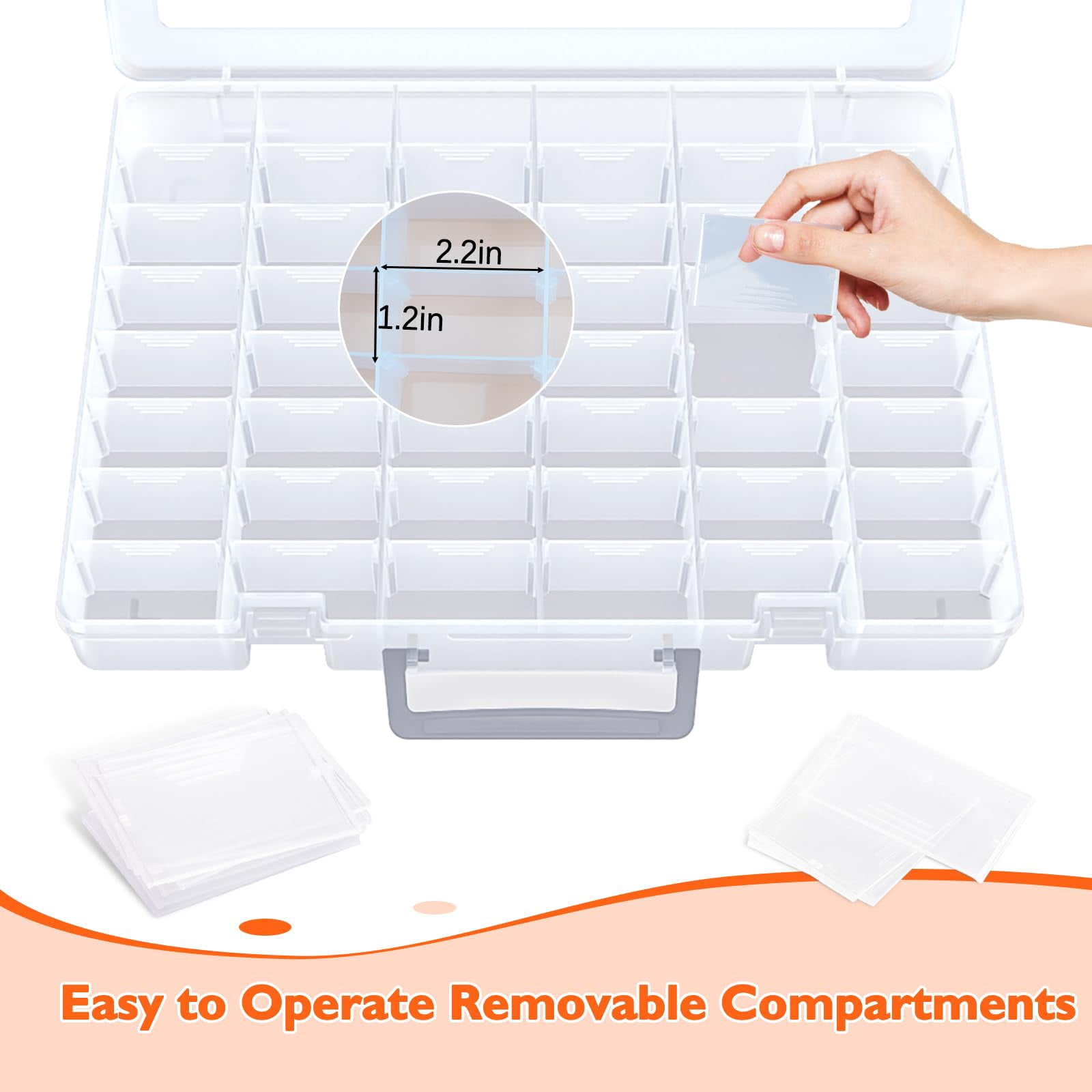 2 Pack 48 Grids Large Plastic Organizer Box With Adjustable Dividers  Beads Storage Containers Compartment Tackle Case For Crafts Hobby Small Parts Fishing Seeds (transparent)