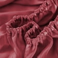 thumbnail image 6 of ANMINY Satin Sheets 4-Pieces Full Silk Sheets Dark Burgundy Stripe Bed Sheet Set Deep Pocket Bed Flat Fitted Sheet, 6 of 7