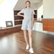 thumbnail image 4 of Conjuntos de 2 Piezas para Mujer, de Verano, con Cuello Redondo y Pantalones Cortos A Juego, para Estar en Casa con Bolsillos, Ropa Informal de Viaje A . Gris L, 4 of 9