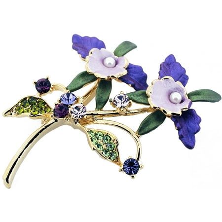 - Purple Orchid Swarovski Crystal Flower Pin Brooch