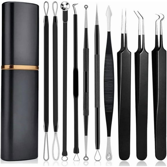 Pimple Popper Tool Kit, 10 Pcs Professional Pimple Comedone Extractor Tool Acne Removal Kit -Treatment for Pimples, Blackheads, Blemish, Zit Removing, Forehead and Nose