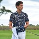thumbnail image 3 of Balery Cherry Blossoms on Navy Background Camisa Polo de Hombre con Estampado, de Manga Corta y Tejido Medio, Camisa Tipo Golf Polo-4X-Large, 3 of 6