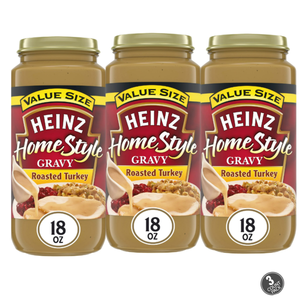 Heinz HomeStyle Roasted Turkey Gravy Value Size, 18 oz Jar pack of 3