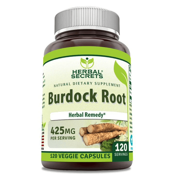Herbal Secrets Burdock Root Raíz De Bardana 425mg 120 Cáps Sabor Sin Sabor