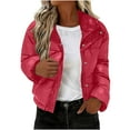 thumbnail image 2 of BXJX Women's Puffer Jackets- Warm Zip Up Stand Collar Comfy Long Sleeve Quilted Jacket with Pockets Red Size XL, 2 of 8
