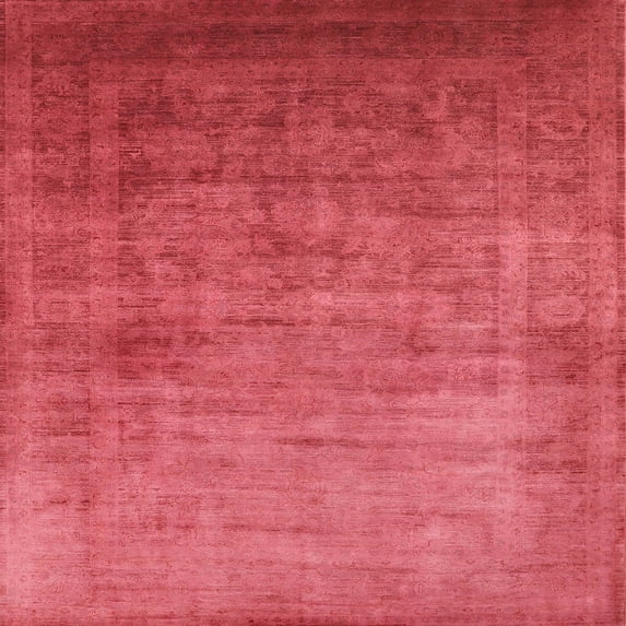 Ahgly Company Indoor Square Mid-Century Modern Red Oriental Area Rugs, 7' Square