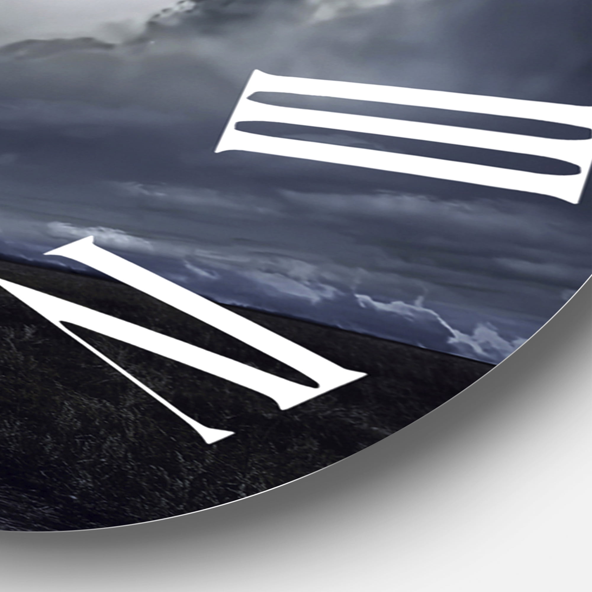 Designart 'Paved Road Under A Full Moon' Nautical & Coastal Wall Clock