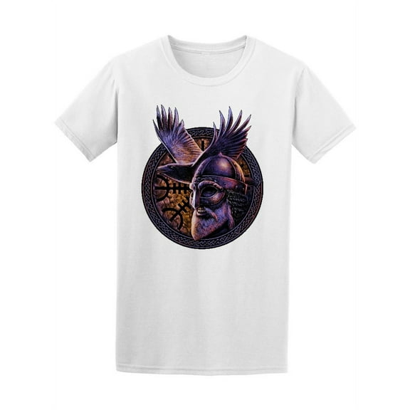 Norse God Odin Crow Graphic T-Shirt Men -Image by Shutterstock, Male Small