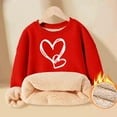 thumbnail image 2 of VNKIDY Girls Sweatshirts Winter Children Plush Interior Thicken Pullover Long Sleeve Crewneck Loose Fit Heart Prints Sweatshirts For Cold Weather Casual Tops, 2 of 3