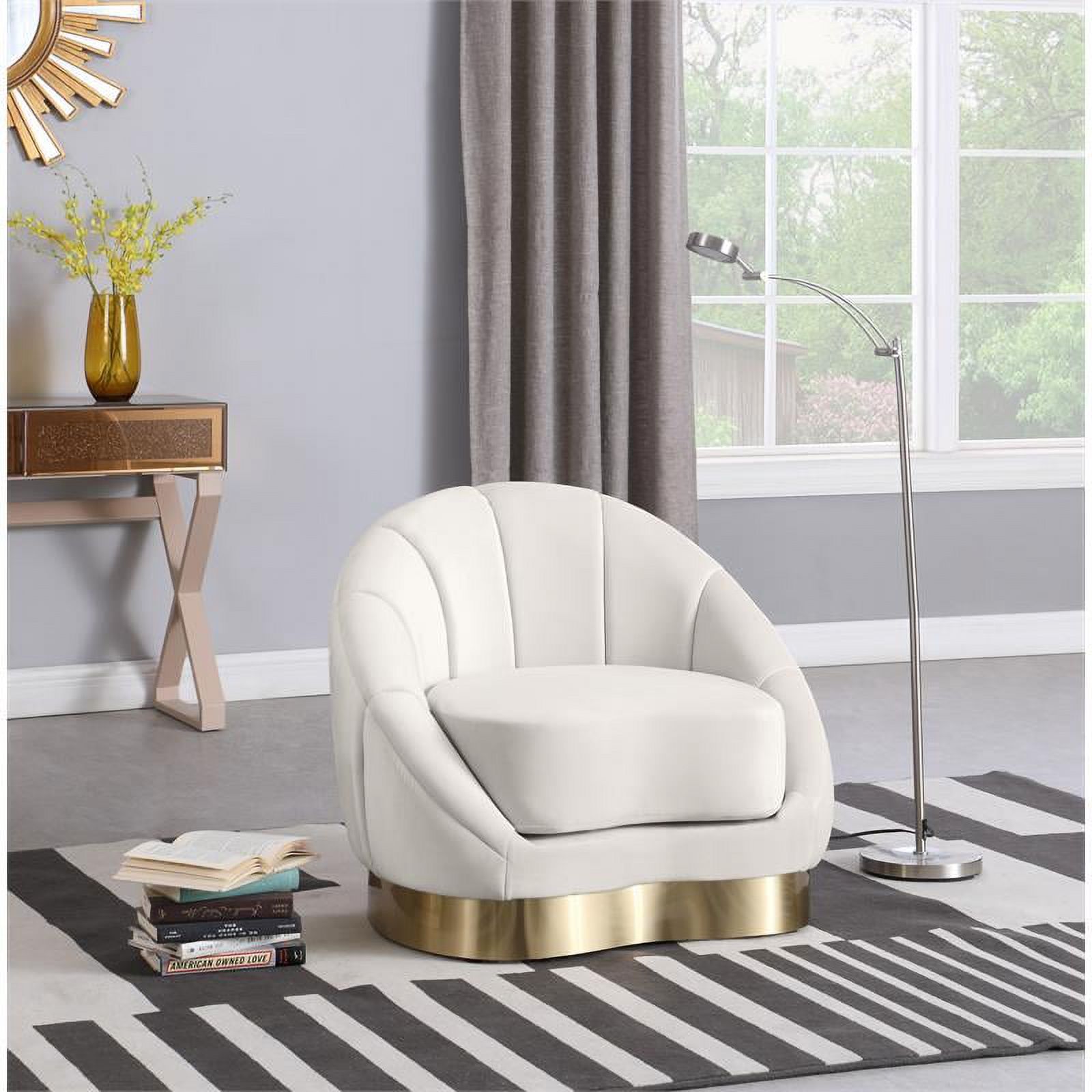 Meridian Furniture Shelly Cream Velvet Chair - image 2 of 5