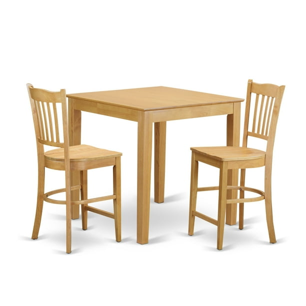 PBGR3OAKW 3 Pc counter height set high Table and 2 Chairs
