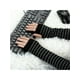 thumbnail image 5 of Guantes de punto largos sin dedos para mujer con agujero para el pulgar, a rayas sólidas, góticos, negro-gris, 5 of 6