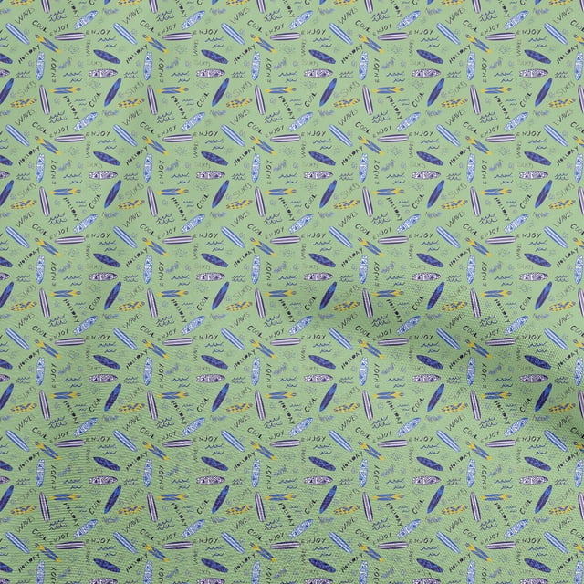 oneOone Tissu Popeline de Coton Vert Clair pour Robe de Plage Tissu Imprimé au Mètre 42 Pouces de Large