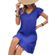 thumbnail image 3 of Vestidos de Verano para Mujer, Escote en V, Mangas , Bajo con Volantes, Vestido Azul Talla S, 3 of 8