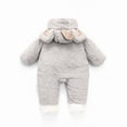 thumbnail image 5 of Baby Boy Girls Winter Warm Rompers Unisex Newborn Fleece Outfits Bodysuits Toddler Baby Boys Girls Color Plush Cute Bear Ears Winter Thick Keep Warm Jumpsuit Romper Gray Months, 5 of 7