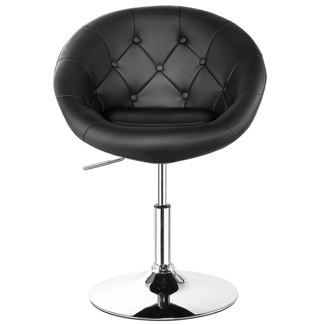 Patiojoy Tabourets de Bar Pivotants Modernes Hauteur Réglable Dossier Rond Capitonné Chaise d'Appoint Noir